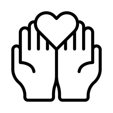 Açık Eller Aşk simgesi, vektör illüstrasyonu