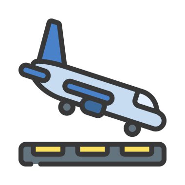 Uçak İniş simgesi, vektör illüstrasyonu