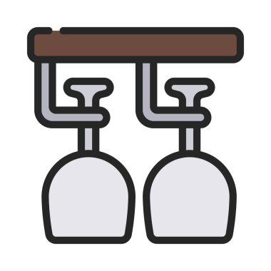 Şarap Glass raf ağ ikonu vektör illüstrasyonu