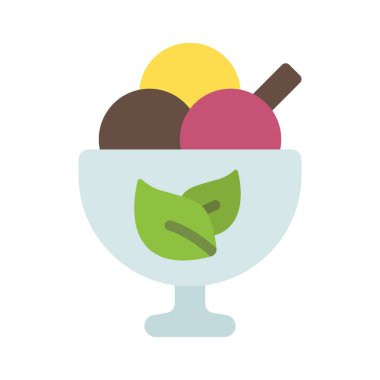 Vegan Dondurması düz simgesi, vektör illüstrasyonu