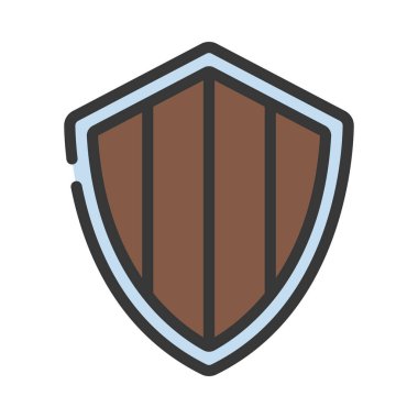 Ahşap kalkan basit simge, vektör 