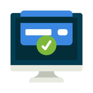 Bilgisayar Kabul Edilmiş Ödeme simgesi, vektör illüstrasyonu   