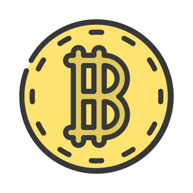Beyaz arkaplan, vektör, illüstrasyon üzerinde izole edilmiş bitcoin düz simgesi