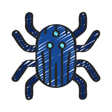 Siber Böcek Web simgesi vektör illüstrasyonu