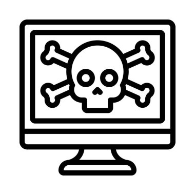 Bilgisayar Ölüm simgesi, vektör illüstrasyonu 