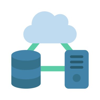 Bulut Bilgisayar Veri Ağı Simgesi, Vektör İllüstrasyonu  