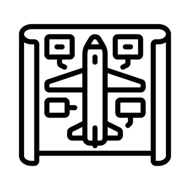 Uçak Planı simgesi, vektör illüstrasyonu