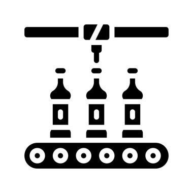 Şişe Üretim simgesi basit vektör illüstrasyonu 