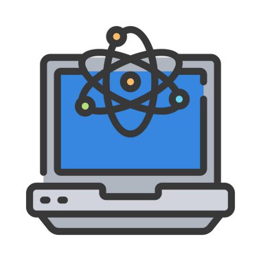 Bilim Laptop simgesi, vektör illüstrasyonu 