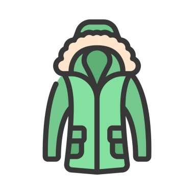 Winter Coat web simgesi vektör illüstrasyonu