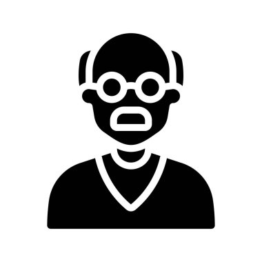 Yaşlı Adam web simgesi düz tasarım, vektör illüstrasyonu