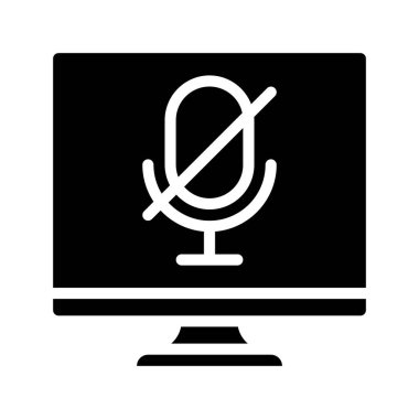 Bilgisayar Mikrofon simgesi, vektör illüstrasyonuName 