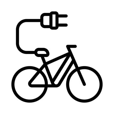 Elektrik Bisikleti Web simgesi vektör illüstrasyonu
