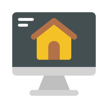 Bilgisayar Evi Tasarım simgesi, vektör illüstrasyonu 