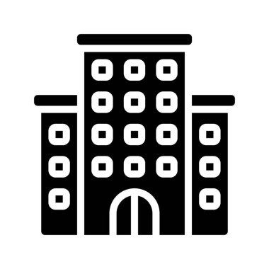 Otel binası ikon vektör illüstrasyonu