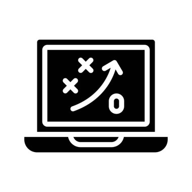 Beyaz arkaplanda dizüstü bilgisayar stratejisi simgesi