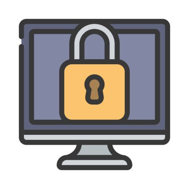 Bilgisayar Kilidi simgesi, vektör illüstrasyonu 