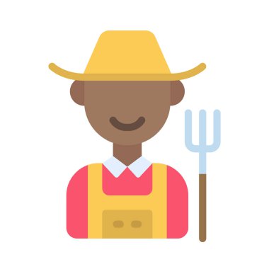 Çiftçi web simgesi düz tasarım, vektör illüstrasyonu                    