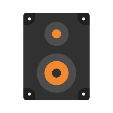 Beyaz arkaplan, vektör, illüstrasyon üzerinde izole müzik hoparlörü düz simgesi