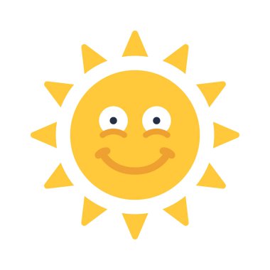 Happy Face Sun simgesi, vektör illüstrasyonu basit tasarım