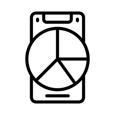  Akıllı telefon vektörü ince çizgi simgesi üzerinde turta grafiği