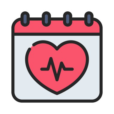 Sağlık Takvimi simgesi, vektör illüstrasyonu 