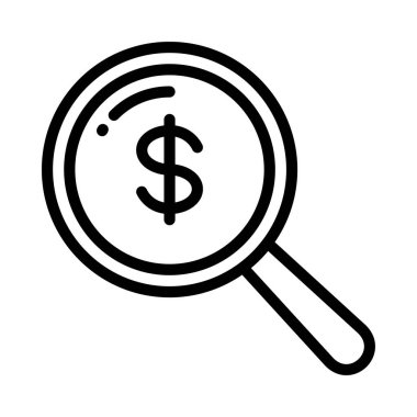 Para Araştırma Gözlüğü Web simgesi vektör illüstrasyonu