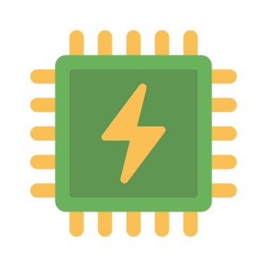 İşlemci güç simgesi, işlemci simgesi, vektör illüstrasyonu 