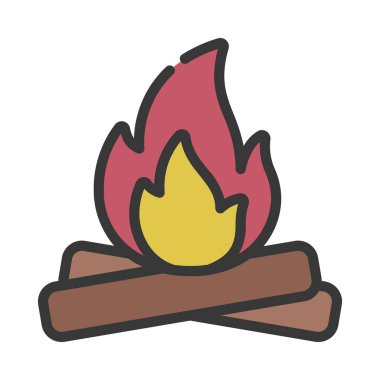 Kamp ateşi web simgesi vektör illüstrasyonu