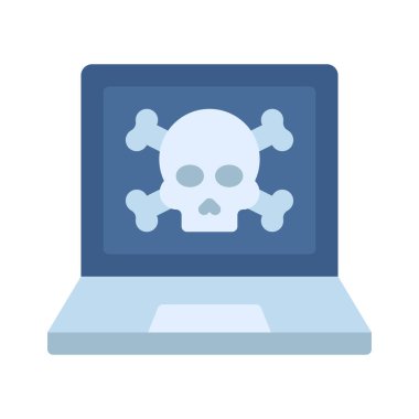 Dizüstü bilgisayar hekleme simgesi, vektör illüstrasyonu 