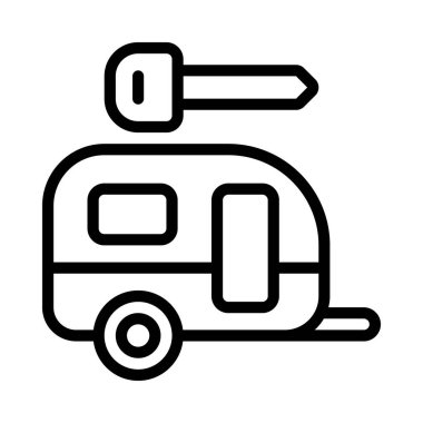 Anahtar düz simgesi, vektör illüstrasyonlu karavan