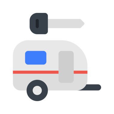 Anahtar düz simgesi, vektör illüstrasyonlu karavan