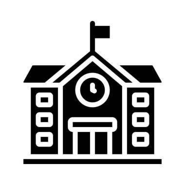 okul binası ikon vektör illüstrasyonu            