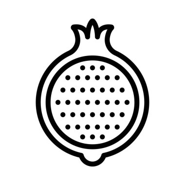 Nar aromalı düz meyve simgesi, vektör illüstrasyonu 