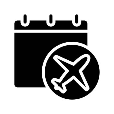 Uçuş Tarihi Zamanlama simgesi, vektör illüstrasyonu 