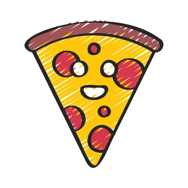 Happy Emoji Pizza Slice Icon White Background — Stock Vector