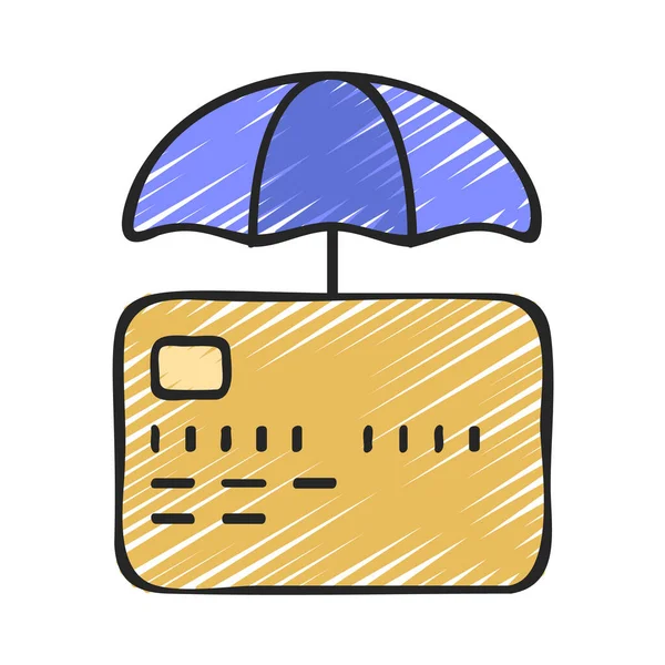クレジットカード保険Webアイコンベクターイラスト — ストックベクタ