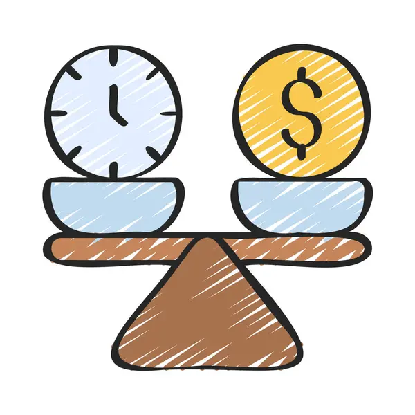 Time Money Scales Web Icon Vector Illustration — Stock Vector