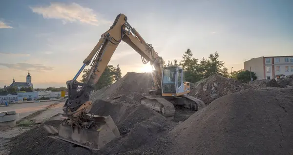 Polonia Ostrowiec Swietokrzyski Septiembre 2023 Excavadora Orugas Liebherr Sitio Construcción — Foto de Stock