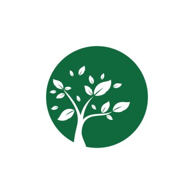 Yeşil yaprak logosu düz tasarım