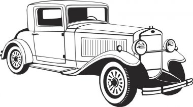 klasik araba coupe, vektör sanat, monogram, izole, siyah, grafik, vektör illüstrasyon, logo, küçük resim