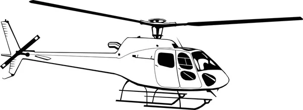 Dessin à la main hélicoptère civil, monochrome, isolé, monogramme, symbole, logo, icône, clip art, vecteur — Image vectorielle