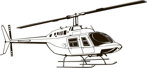 Dessin vectoriel d'hélicoptère civil, illustration graphique, dessin à la main, isolé, clip art, monogramme — Image vectorielle