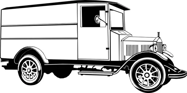 Coche clásico, vagón, dibujo vectorial, gráfico, aislado, monograma, símbolo, logotipo 1920th — Archivo Imágenes Vectoriales