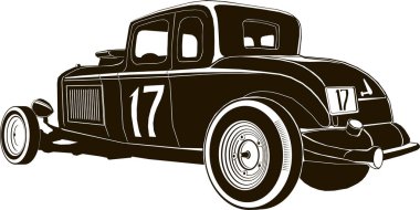 vintage hot rod vektör çizim grafik izole, monogram, logo