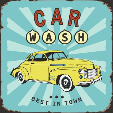car wash vintage board old metal sing clipart