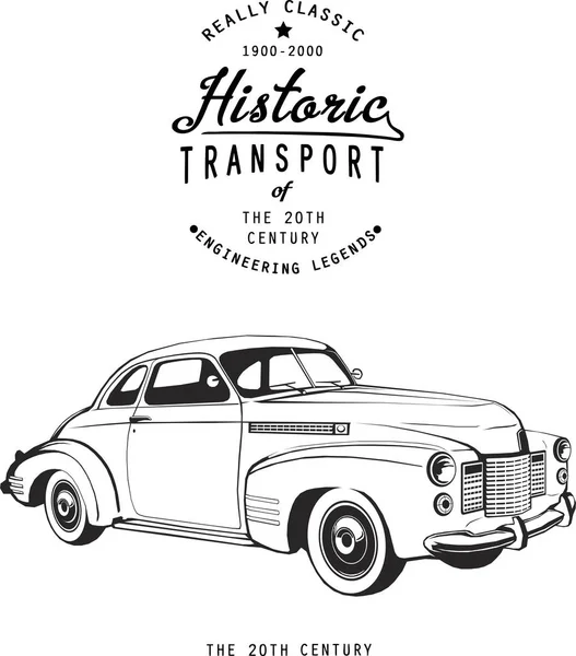 Coupé retro con logo monograma gráfico etiqueta vintage — Archivo Imágenes Vectoriales
