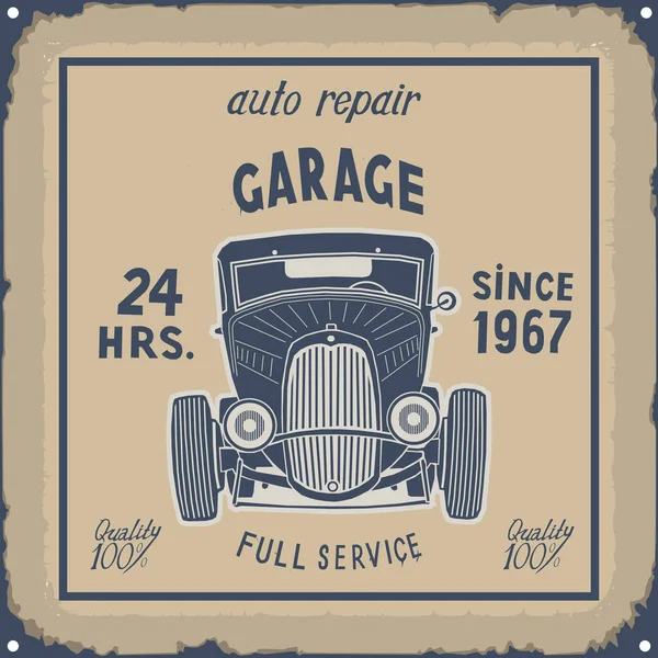 Retro garaje metal signo color vintage dibujado a mano — Archivo Imágenes Vectoriales