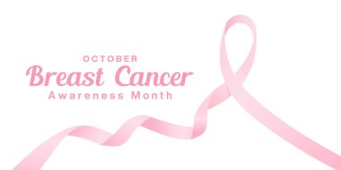 Ekim ayı, Göğüs Kanseri Farkındalığı Ayı. Posterler, afişler ve sosyal medya için harika. Beyaz arkaplan.