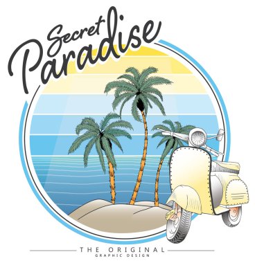 tropik ada ve flamingo vektör çizim grafik t SHIRT baskı için